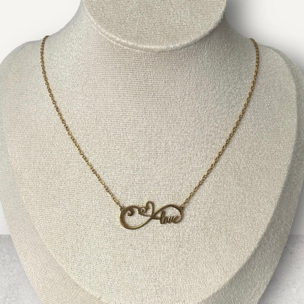 Gold Infinity Heart Love Necklace